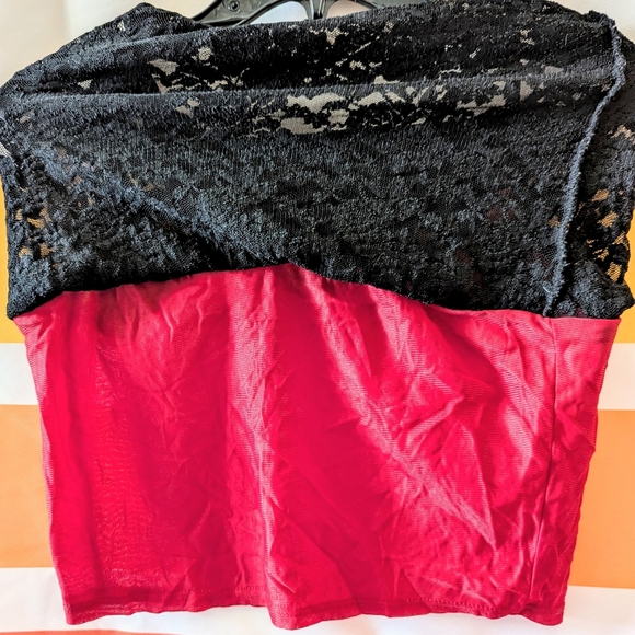 Vintage Y2K Lace Cami Tank Top Black Crimson Red Whimsigoth Witchy Goth Floral L - Picture 8 of 9